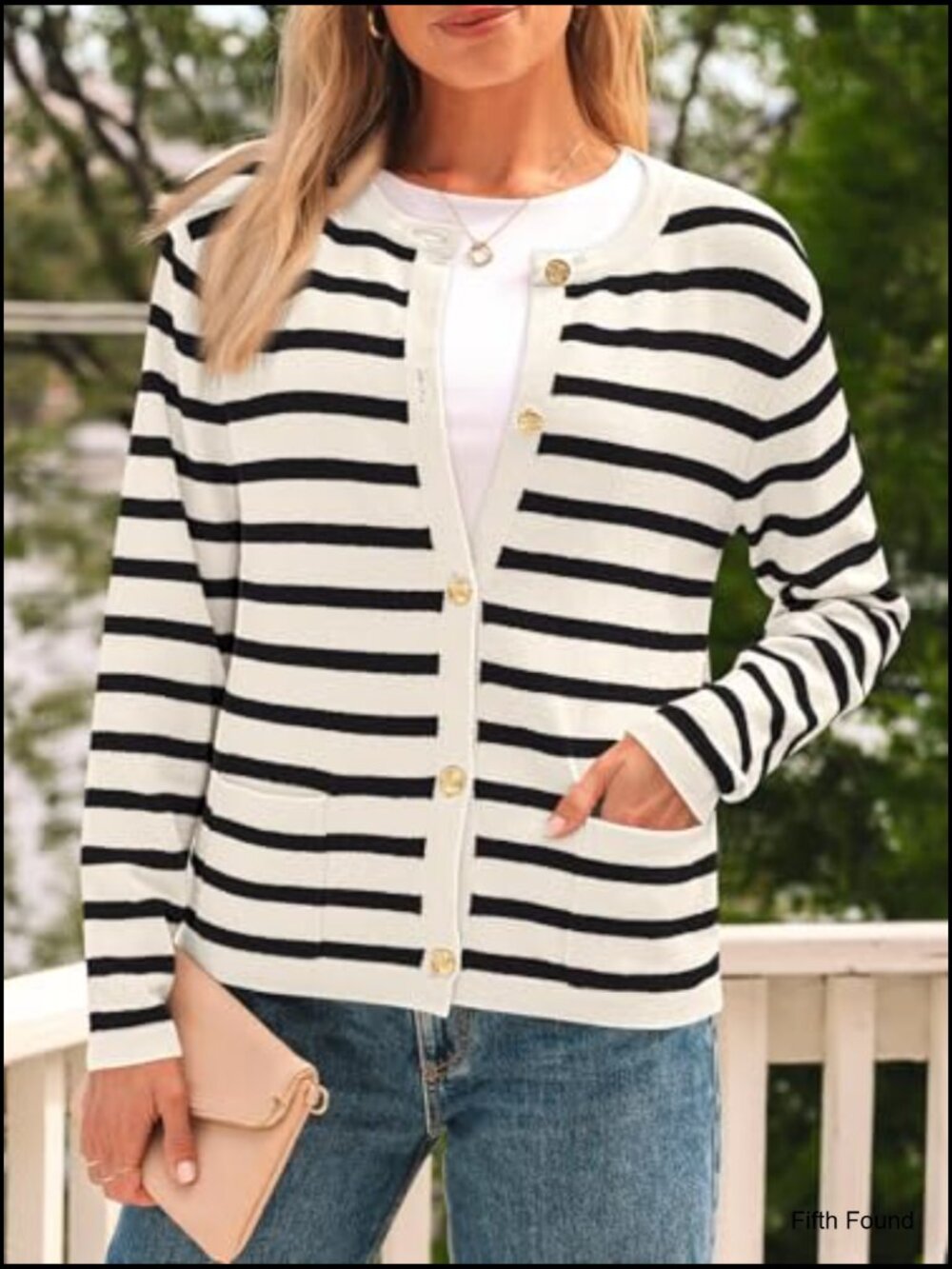 Cropped Cardigan Sweater Lightweight Long Sleeve Crew Neck Button Front - Picture 6 of 7